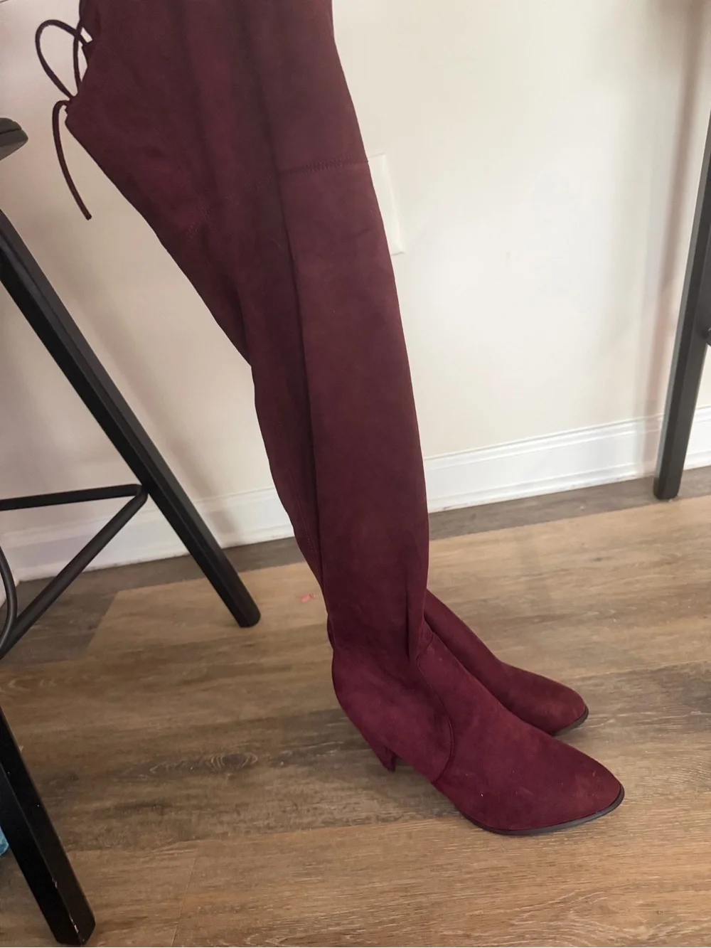 Women’s Thigh High Boots - Burgundy Suede